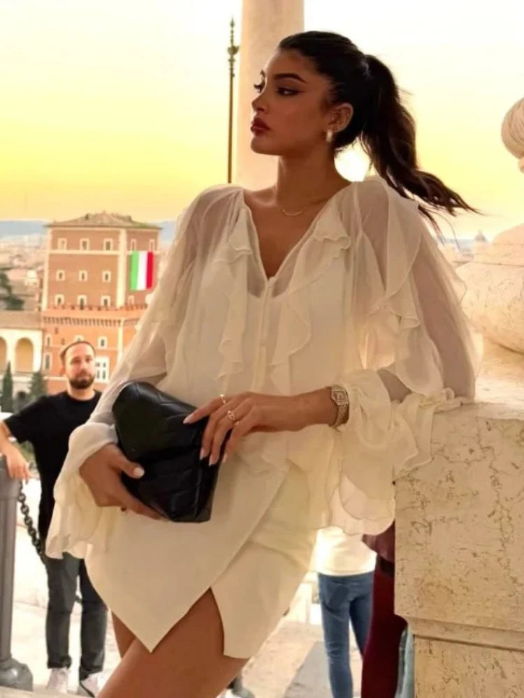 Chiffon Layered Ruffled Loose Blouse