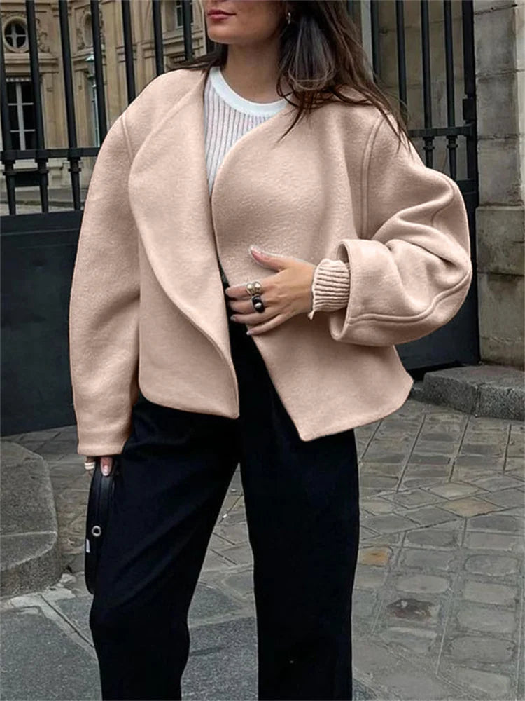 Lapel Cardigan Top ’s Long Sleeve Patchwork Loose Jackets Female Autumn Outwear Cardigan
