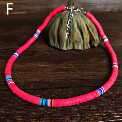 Soft Pottery Clay Beads Necklace Choker Necklace for Style Colorful Beaded Handmade Jewelry Gift