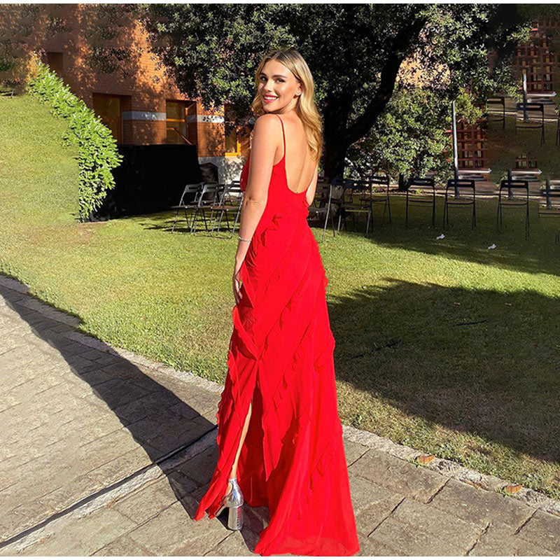 Deep V Neck Maxi Dress