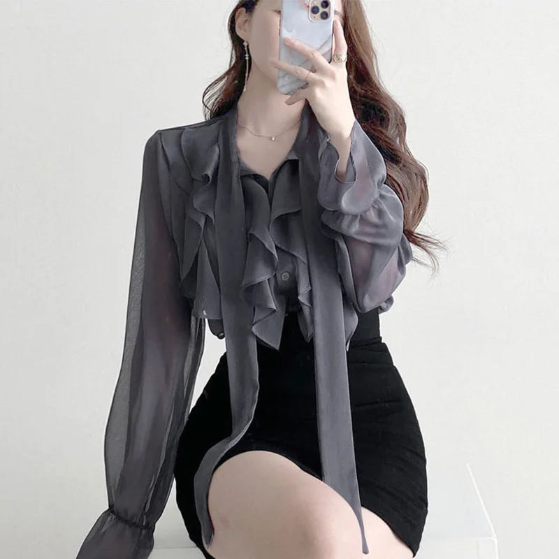 Chiffon Bow Office Lady Blouse