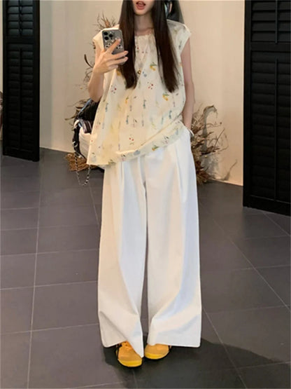 Flowers Sweet Blouses Cotton Printed Vacation Gentle Slim New Office Lady Summer Blusas