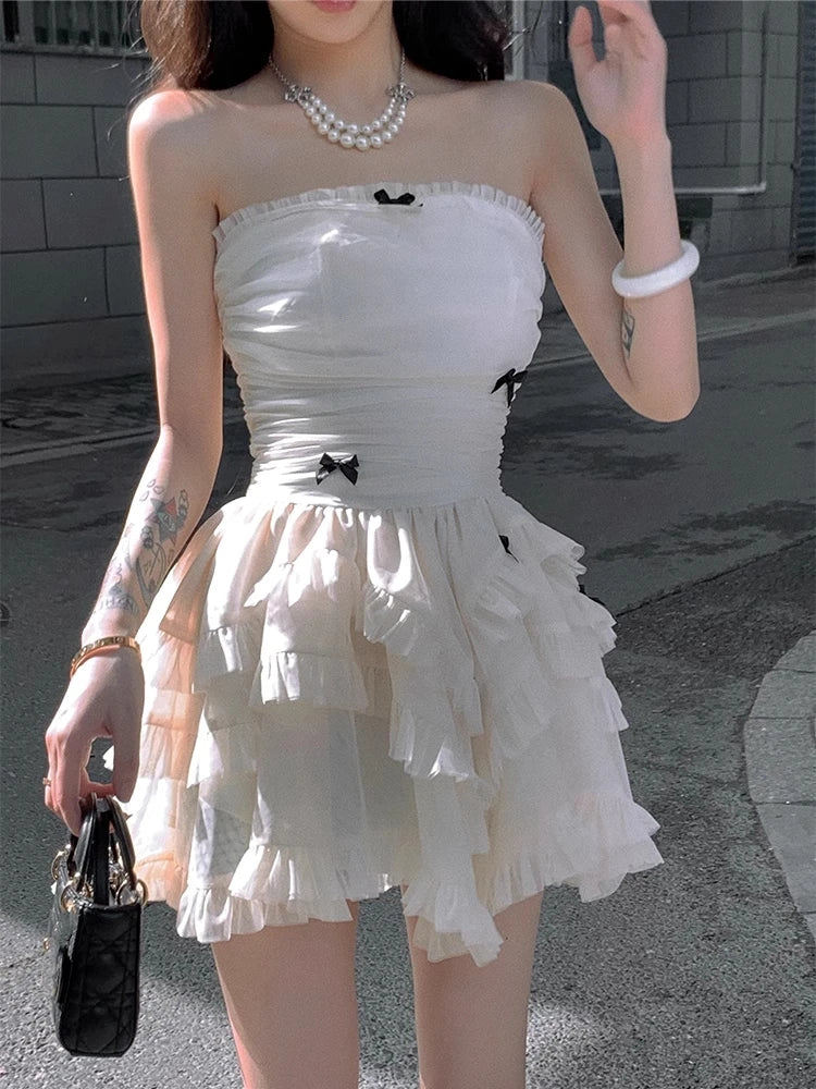 Princess Evening Party Prom Sleeveless Slim Mini Dress A-line Korean Spring Summer New Vestidos Mujer