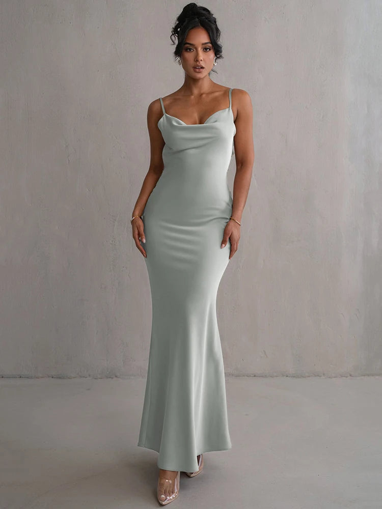 Draped Backless Maxi Dress