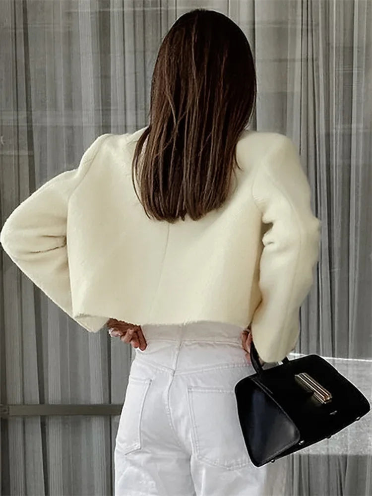 Long Sleeve Cardigan Coat for Patchwork Slim Cropped Top ’s Outwear New