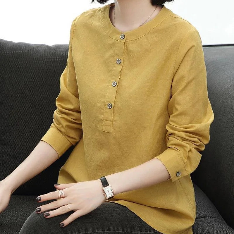 Woman Spring Autumn Style Blouses Shirts Lady Long Sleeve Stand Collar Blusas Tops Df4955