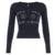 American Retro Letter Print Button V-neck Shirt ��s Autumn New Blouse Slim Basic Knitted Top Tees Fashio