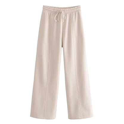 Lace Up Pant Sets Loose V Neck Cardigan Woman Autumn Winter Sports Pants 2 Piece Sets Outfits
