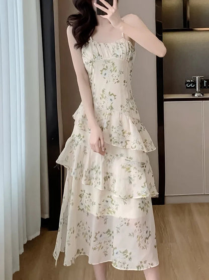 And New Summer Dress Spaghetti Strap Aline Print Midi Dresses Female Clothes Vestidos