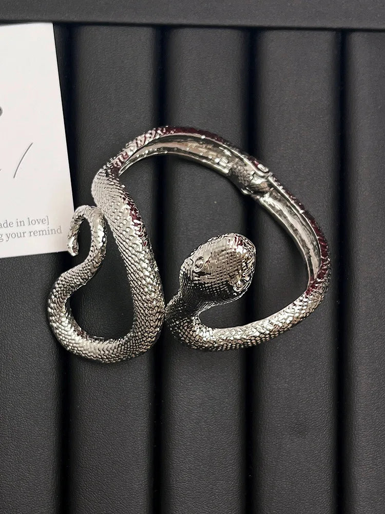 Textured Snake Open Bracelet