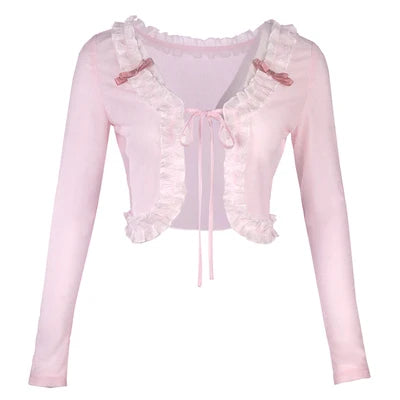 Blouses Allmatch Fungus Edge Chiffon Tender Summer Style Sunscreen Loose Outerwear