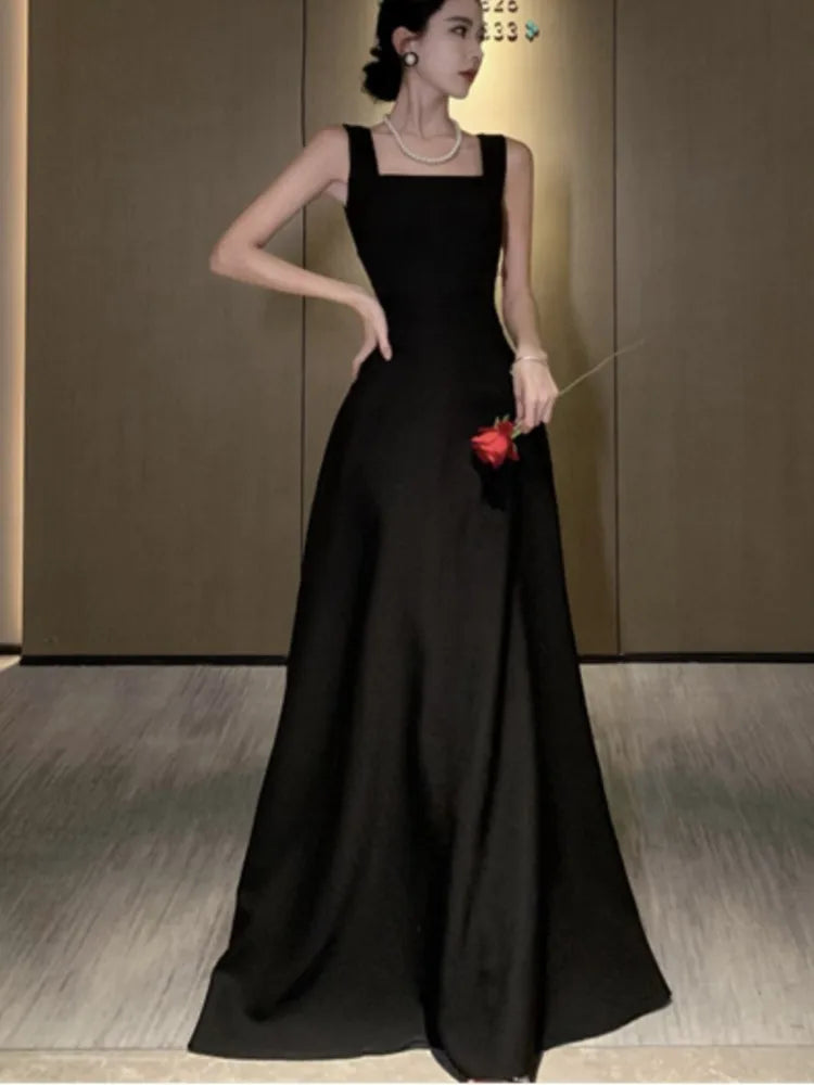 Backless Evening Party Dress Sleeveless Aline Long Dresses for Spring Summer Prom Robe Vestidos Mujer New