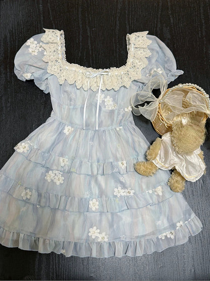 Kawaii Mini Dress Embroidery Dress One Piece Dress Japanese Lolita Even Party Fairy