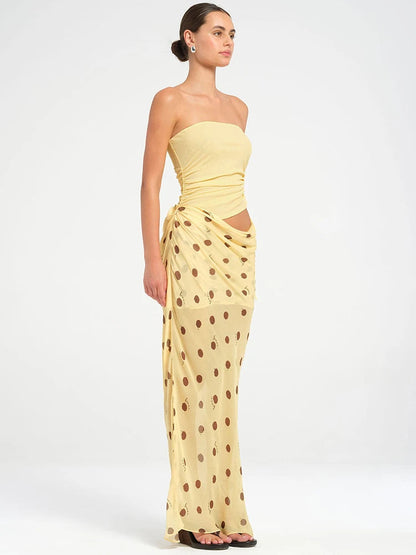 Polka Dot Patchwork Maxi Dress
