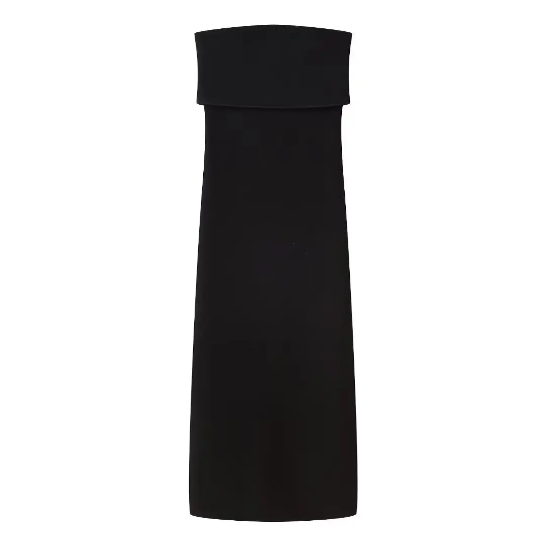 Woman Tube Midi Dress Elastic Strapless Backless Slim Dresses Female Off Shoulder Dress