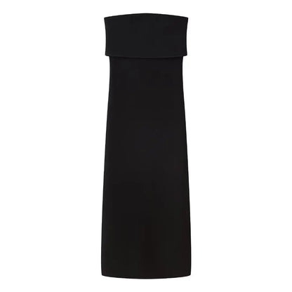 Woman Tube Midi Dress Elastic Strapless Backless Slim Dresses Female Off Shoulder Dress