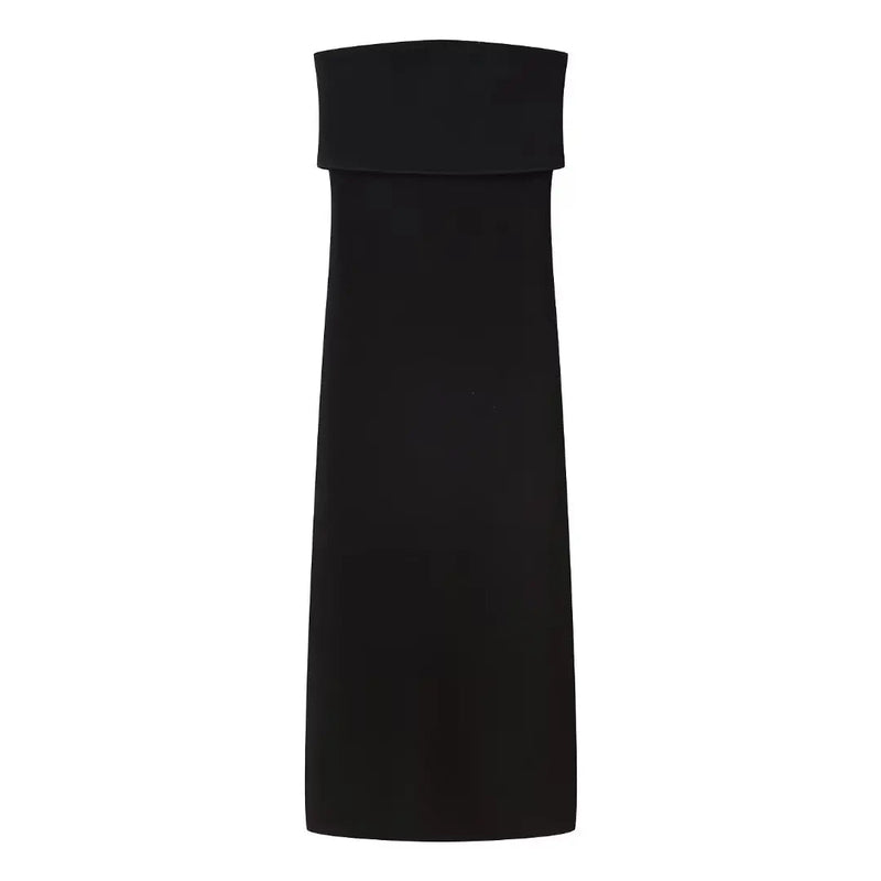 Woman Tube Midi Dress Elastic Strapless Backless Slim Dresses Female Off Shoulder Dress