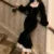 Black Velvet Midi Dresses for Square Collar Slim Bodycon Ruffles Patchwork Fishtail Autumn New Evening Party Dress