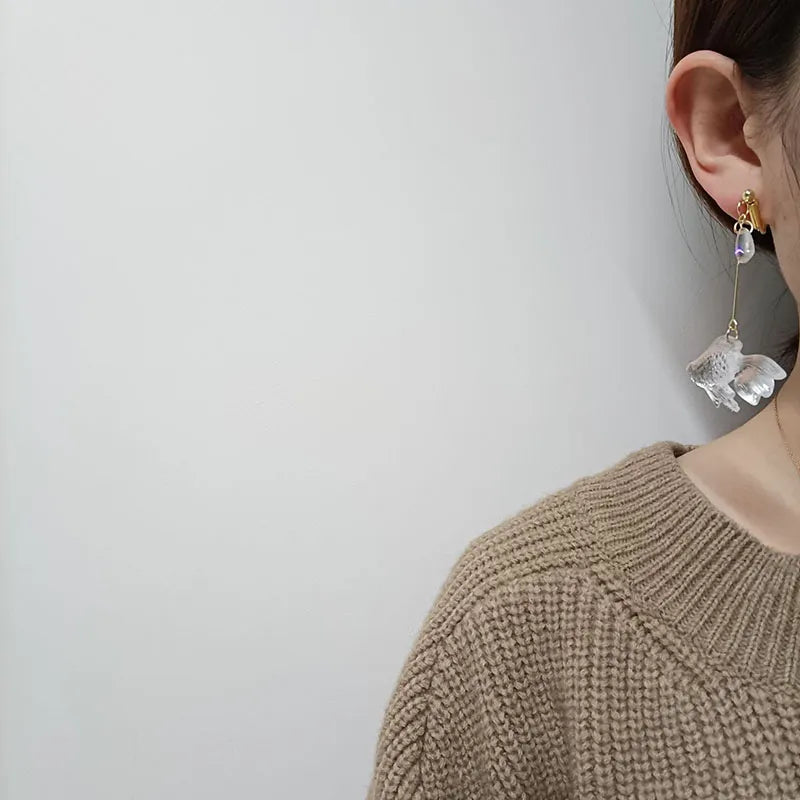 Transparent Goldfish Dangle Earrings