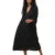 Beach Party Dress Summer Color Round Neck Tie Front Puff 3/4 Sleeve Loose Midi Dress Vacation Dresses