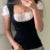 Kawaii Bow Lace Trim T-shirt Striped Patchwork Slim Fit Crop Top Y2k Aesthetic Fairy Grunge Retro Pullover Tees