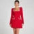 Tweed Mini Dress Square Collar Long Sleeve Shoulder Pads Dresses Female Autumn Lady Highstreet Robes