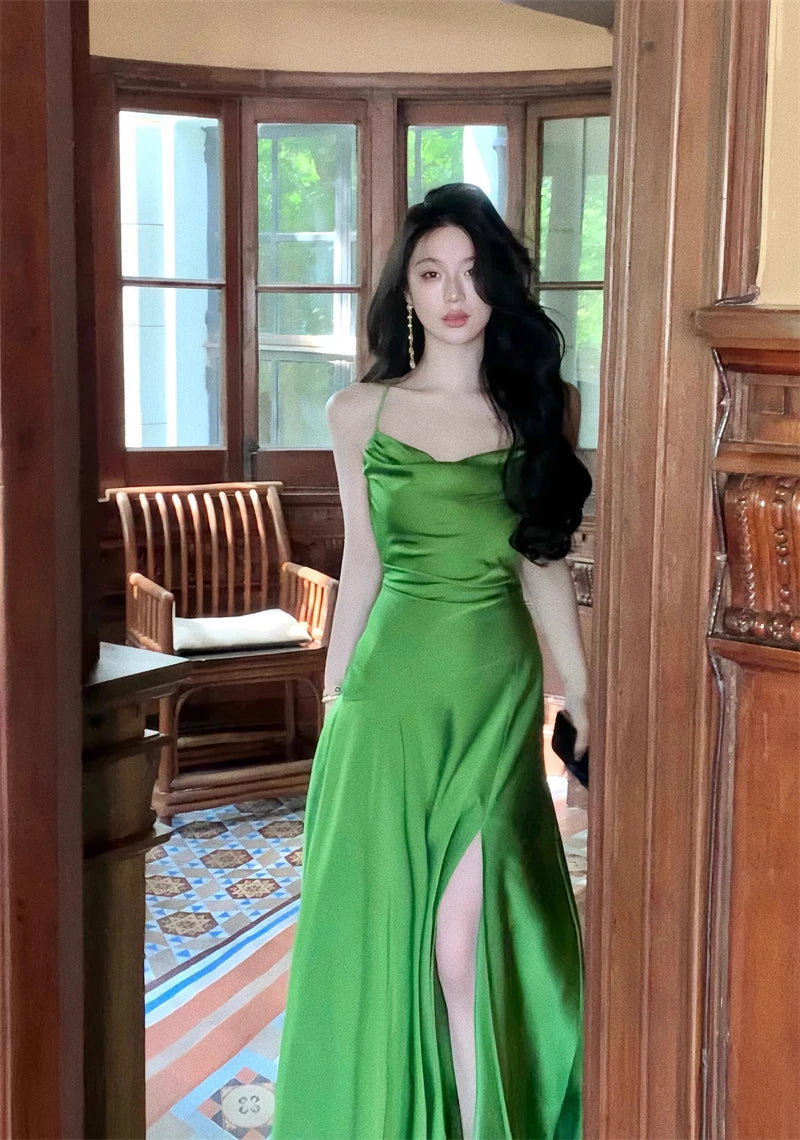 Evening Midi Dress Sleeveless Bodycon Slim Party Strap Dress Office Lady Korean Clothing Y2k