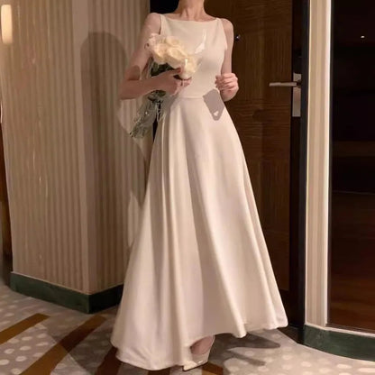 Dresses Spring Summer Slash Neck Sleeveless Vestidos Mujer Korean Aline Long Dress