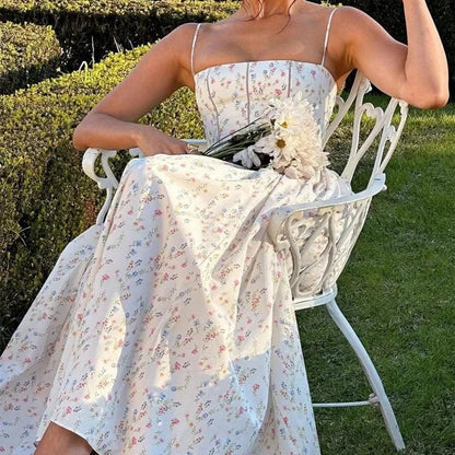 New French Style Suspender Dress Summer Y2k Temperament Dresses Slim Fairy Evening Party Long Dresses