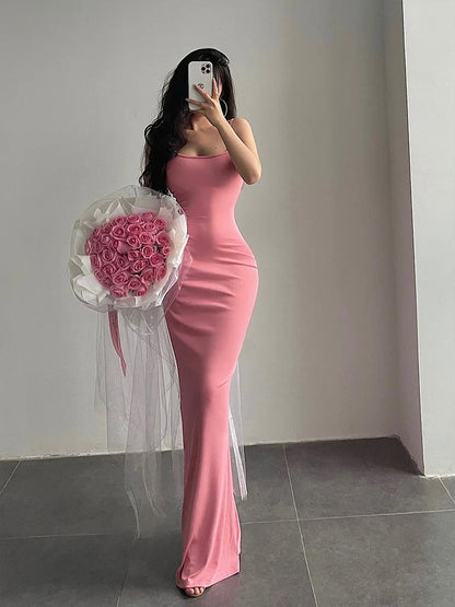 Slim Fit Slim Wrap Hip Fishtail Strap Dress Floor Sweeping Long Dress Vestidos Elegantes Robe