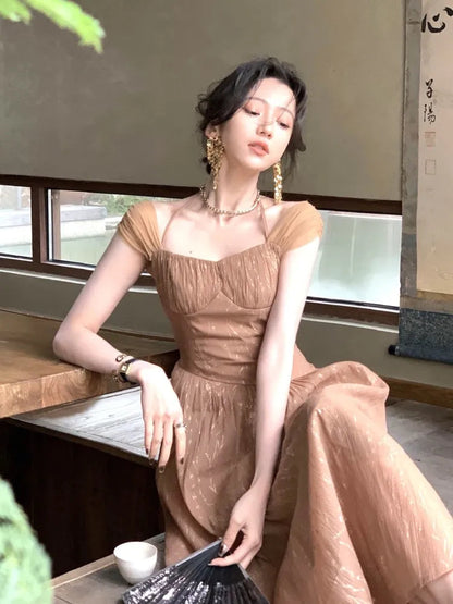 Midi Dress for Summer New Prom Evening Party Vestidos Female Clothing Office Dresses