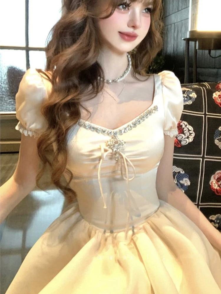 Princess Birthday Party Mini Dresses for Diamons Ball Gown A-line Korean One Piece Vestido Mujer