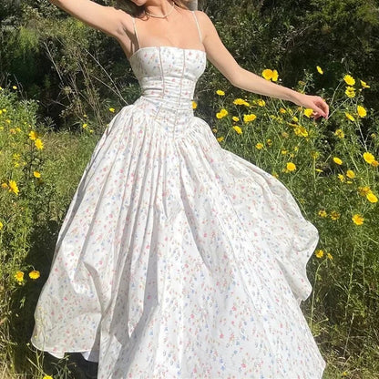 New French Style Suspender Dress Summer Y2k Temperament Dresses Slim Fairy Evening Party Long Dresses