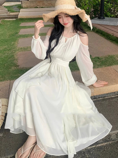 Autumn Spring New Midi Dress Party Long Sleeve Female Clothes Vestidos Mujer