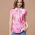 Spring Summer Style Chiffon Blouses Shirt Lady Short Sleeve Turn-down Collar Printed Loose Tops Df3548