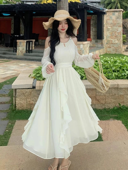 Autumn Spring New Midi Dress Party Long Sleeve Female Clothes Vestidos Mujer