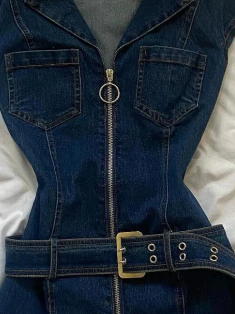 Y2k Denim Dresses Spring Summer American Retro Mini Dress Vestidos Mujer