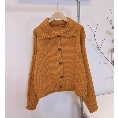 Japanese Lazy Lapel Cardigan Female Sueter Mujer New Age Reduction Sweet Sweater Coat Soft Waxy Knit Cardigan