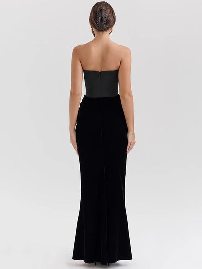 Off-shoulder Strapless Maxi Dress for Sleeveless Backless Bodycon Club Party Evening Long Dress