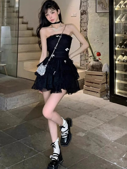 Princess Evening Party Prom Sleeveless Slim Mini Dress A-line Korean Spring Summer New Vestidos Mujer