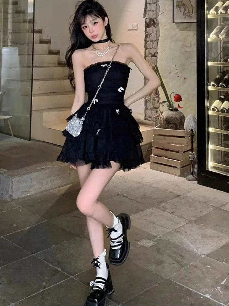 Princess Evening Party Prom Sleeveless Slim Mini Dress A-line Korean Spring Summer New Vestidos Mujer