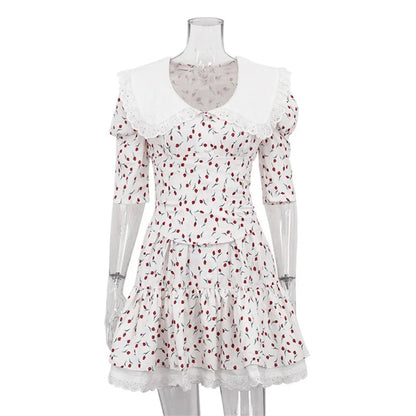Summer Printed Patchwork Mini Dress Female Vneck Short Sleeve Slim Party Dress Gown for Dress