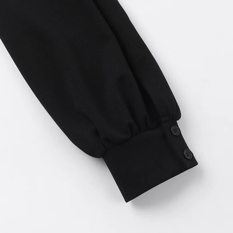 Low Cut Long Sleeve Pleated Mini Dress Wrap Waist Slim Party Vestido Spring Fall Harajuku Y2k Clothes