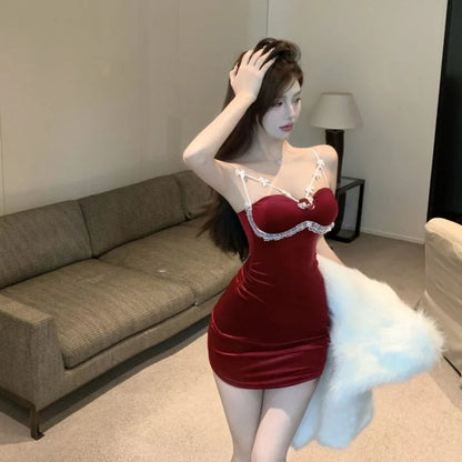 Dresses Sleeveless Slim Lace Patchwork Bow Backless Clubwear Female Mini Dress Party