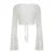 Trumpet Sleeves Sunscreen Cardigans Y2k V Neck Cropped Top Knitted White Lace-up Tee Shirt