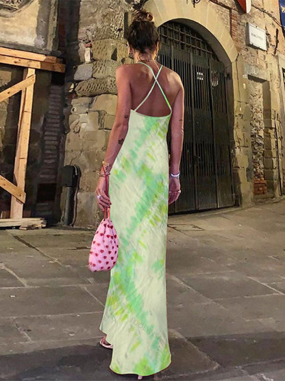 Green Printed Maxi Dress