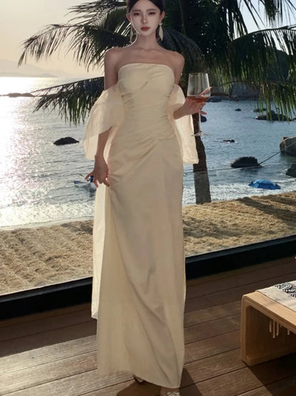 Wedding Long Dresses for Strapless Bodycon Mermaid Evening Party Dress Slim Prom Robe Korean Vestido Mujer