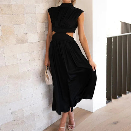 Cut Out Party Long Dress Summer Robe Loose Sleeveless Dress Aline Open Waist Y2k Dresses