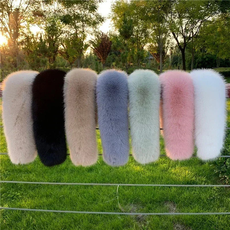 New Faux Fox Fur Collar Winter Fake Fur Scarf Shawls for Coat Warmer Decor Furry Hood Trims Parkas Jacket Fur Scarves