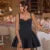 New Party Spaghetti Strap Dress ’s Backless Mini Dress Plunge Folds Suspender Dress Female